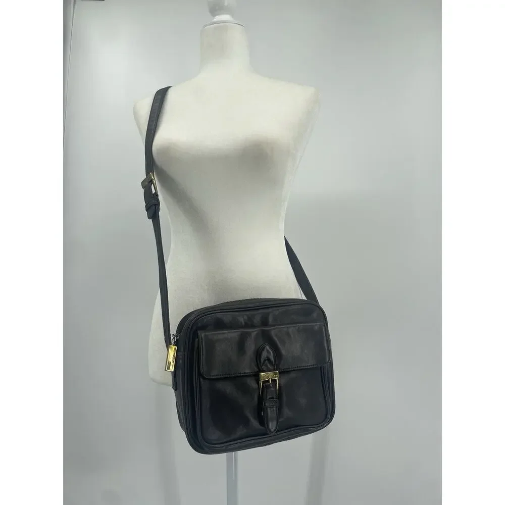 Vintage Ralph Lauren Collection Brown Leather Camera Shoulder Bag Crossbody 90s - Picture 2 of 13